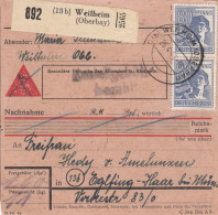 Paketkarte 1948: Weilheim (Oberbay.) Nach Eglfing-Haar - Briefe U. Dokumente