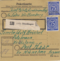 Paketkarte 1948: Nördlingen Nach Putzbrunn - Brieven En Documenten
