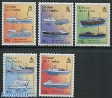 Tristan Da Cunha 1998 Crawfish Fishing 5v, Mint NH, Nature - Transport - Fishing - Ships And Boats - Poissons