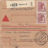 Paketkarte 1948: München Nach Teisendorf, Selbstbucherkarte Mit Wert - Cartas & Documentos
