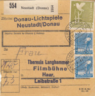Paketkarte 1948: Neustadt (Donau) Nach Haar, Filmbühne - Cartas & Documentos