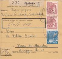 Paketkarte 1948: Holzheim Nach Haar, Wertpaketkarte - Covers & Documents