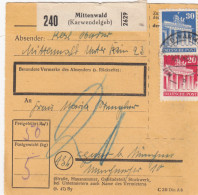 BiZone Paketkarte 1948: Mittenwald (Karwendelgeb.) Nach Haar, Nachgebühr - Covers & Documents