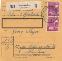 Paketkarte 1948: Pfarrkirchen Nach Eglfing Nach München - Briefe U. Dokumente