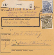 Paketkarte 1948: Olching Nach Haar, Wertkarte 500 Mark - Cartas & Documentos
