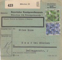 Paketkarte 1948: München, Kunstgewerbeverein / Haar, Bes. Formular, Selbstbucher - Briefe U. Dokumente