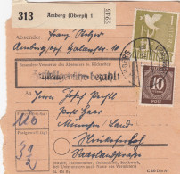 Paketkarte 1948: Amberg Nach München, Neukeferloh - Cartas & Documentos