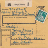 BiZone Paketkarte 1948: Olching Nach Eglfing, Heilanstalt - Cartas & Documentos