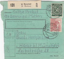 Paketkarte 1948: Bernried Nach Haar B. München, Besonderes Formular - Brieven En Documenten