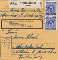 Paketkarte 1948: Frickenhofen Nach Neukeferloh - Brieven En Documenten
