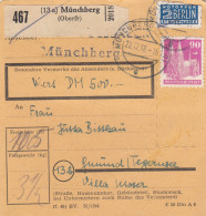 BiZone Paketkarte 1948: Münchberg Nach Gmund, Wertkarte 500 DM - Cartas & Documentos