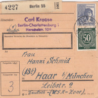 Paketkarte: Berlin 55 Nach Haar - Briefe U. Dokumente