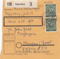 Paketkarte: Ruhpolding Nach Haar Eglfing, Oberpflegerin, Wertkarte - Briefe U. Dokumente
