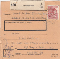 Paketkarte 1948: Schleißheim Nach Eglfing, Heil- Und Pflegeanstalt - Lettres & Documents