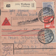 Paketkarte 1948: Weilheim Nach Haar, Anstalt, Nachnahme - Brieven En Documenten