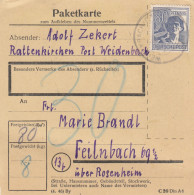 Paketkarte: Rattenkirchen Post Weidenbach Nach Feilnbach - Covers & Documents