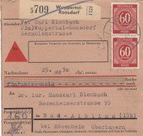 Paketkarte 1947: Wuppertal-Ronsdorf Nach Bad Aibling, Nachnahme - Cartas & Documentos