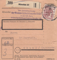 Paketkarte 1948: München, Zentraltreuhänder Montan-Industrie Nach Gmund - Lettres & Documents
