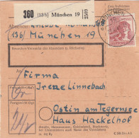 Paketkarte 1948: München 19 Nach Ostin Am Tegernsee, Haus Hackelhof - Cartas & Documentos