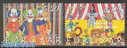 Faroe Islands 2002 Europa, Circus 2v, Mint NH, History - Nature - Performance Art - Europa (cept) - Elephants - Circus.. - Circus