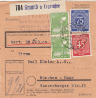 Paketkarte 1948: Gmund Nach München, Wert 500 RM - Brieven En Documenten