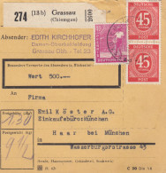 Paketkarte 1948: Grassau, Damenoberbekleidung N. Haar, Wertkarte - Covers & Documents