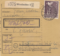 Paketkarte 1948: Wiesbaden Nach Eglfing, Anstalt, Wertkarte - Brieven En Documenten