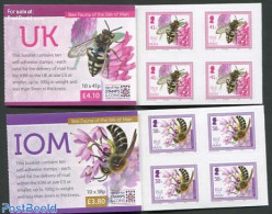 Isle Of Man 2012 Bees 2 Booklets, Mint NH, Nature - Bees - Stamp Booklets - Unclassified