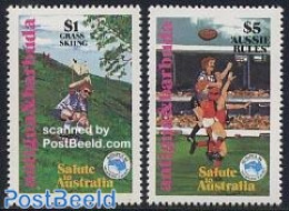 Antigua & Barbuda 1984 Ausipex 2v, Mint NH, Sport - Rugby - Sport (other And Mixed) - Rugby