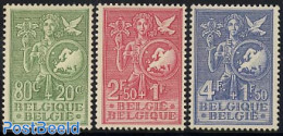 Belgium 1953 European Youth 3v, Mint NH, History - Nature - Various - Europa Hang-on Issues - Birds - Maps - Nuovi