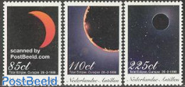 Netherlands Antilles 1998 Solar Eclipse 3v, Mint NH, Science - Astronomy - Astrology