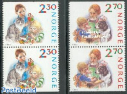 Norway 1987 Christmas 2x2v [:], Mint NH, Nature - Religion - Cats - Dogs - Christmas - Unused Stamps