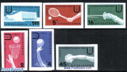 Bulgaria 1961 Universiade 6v Imperforated, Mint NH, Sport - Basketball - Fencing - Sport (other And Mixed) - Tennis - Ongebruikt