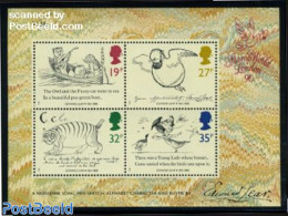 Great Britain 1988 Edward Lear S/s, Mint NH, Nature - Performance Art - Birds - Cats - Owls - Music - Art - Children's.. - Unused Stamps