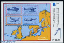 Finland 1988 Finlandia S/s, Mint NH, Transport - Various - Philately - Aircraft & Aviation - Maps - Unused Stamps