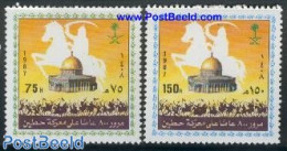 Saudi Arabia 1987 Hittin Battle 2v, Mint NH, Nature - Horses - Saudi Arabia