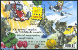 Belgium 2006 Youth Philately S/s, Mint NH, Nature - Sport - Transport - Butterflies - Cats - Dogs - Horses - Autosport.. - Nuevos