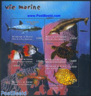 Guinea, Republic 2001 Marine Life 6v M/s, Mint NH, Nature - Fish - Sea Mammals - Turtles - Vissen