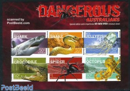 Australia 2006 Dangerous Australians S/s With Red-Back Spider, Mint NH, Nature - Crocodiles - Fish - Insects - Reptiles - Neufs