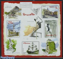 France 2007 European Capitals, Brussels 4v M/s, Mint NH, History - Europa Hang-on Issues - Art - Sculpture - Ongebruikt