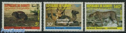 Djibouti 1987 Animals 3v, Mint NH, Nature - Animals (others & Mixed) - Camels - Cat Family - Rabbits / Hares - Djibouti (1977-...)