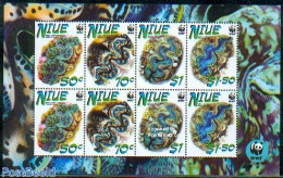 Niue 2002 WWF, Marine Life 2x4v M/s (with WWF Logo), Mint NH, Nature - Shells & Crustaceans - World Wildlife Fund (WWF) - Marine Life