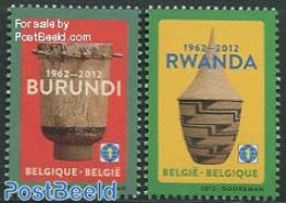 Belgium 2012 50 Years Independence Rwanda & Burundi 2v, Mint NH, History - Various - History - Folklore - Unused Stamps