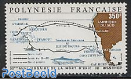 French Polynesia 1988 E. De Bisschop 1v, Mint NH, History - Various - Explorers - Maps - Nuevos