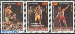 French Polynesia 2002 Tradional Sports 3v, Mint NH, Nature - Sport - Fruit - Sport (other And Mixed) - Nuovi