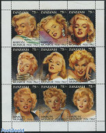 Tanzania 1992 Marilyn Monroe 9v M/s, Mint NH, Performance Art - Marilyn Monroe - Movie Stars - Acteurs
