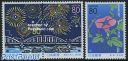 Japan 1999 Tokyo, Fireworks, Flower 3v (1v+[:]), Mint NH, Nature - Flowers & Plants - Art - Bridges And Tunnels - Fire.. - Unused Stamps