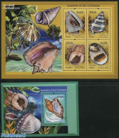 Guyana 2012 Seashells Of The Caribbean 2 S/s, Mint NH, Nature - Shells & Crustaceans - Vie Marine