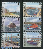 Alderney 2012 The History Of Alderney Harbour 6v, Mint NH, Transport - Various - Ships And Boats - Lighthouses & Safet.. - Ships