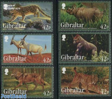 Gibraltar 2012 Endangered Animals 6v, Mint NH, Nature - Animals (others & Mixed) - Cat Family - Monkeys - Rhinoceros - Gibraltar